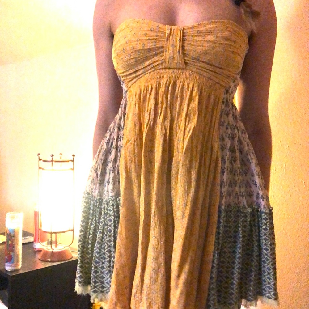 Free People Strapless Yellow Top